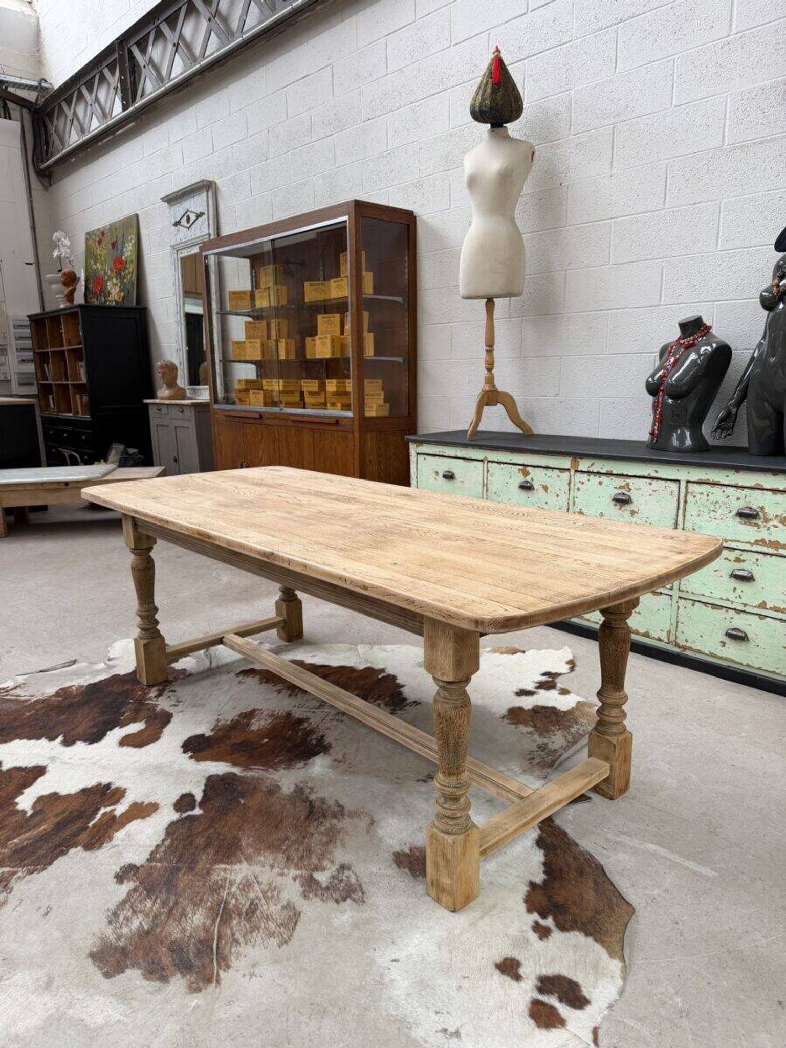 Table de ferme en chêne années 60