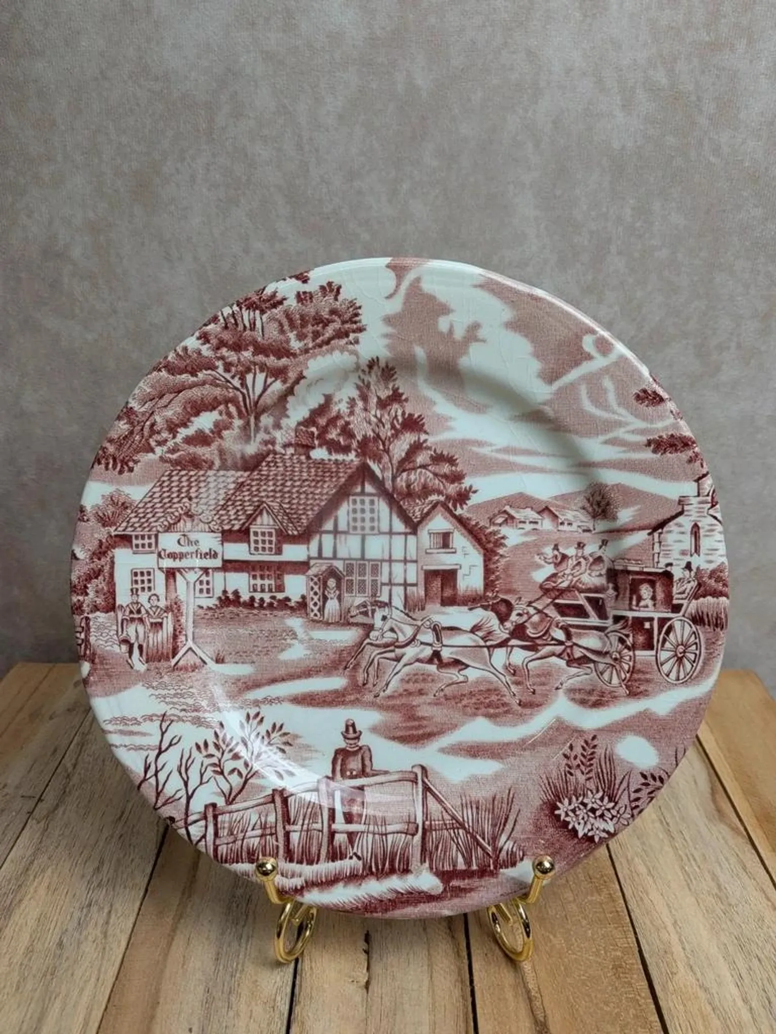 Dessert plate Terre de fer Lunéville – English Style – The Copperfield – Toile de Jouy