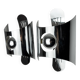 Pair of space age wall lights, chromed metal, Italy, 1970