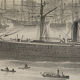 Lithograph under glass "Port of Hamburg", 19th century.
