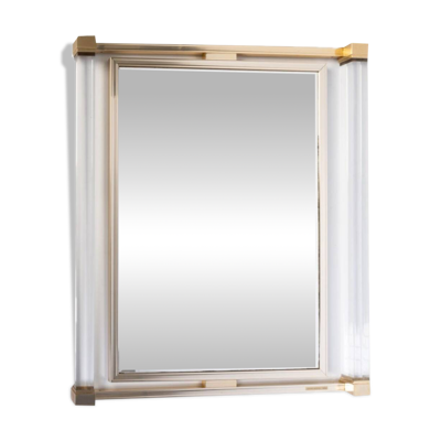Miroir Pierre Vandel doré et en lucite