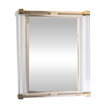 Miroir Pierre Vandel doré et en lucite
