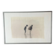 Black and white photo on fabric, framed