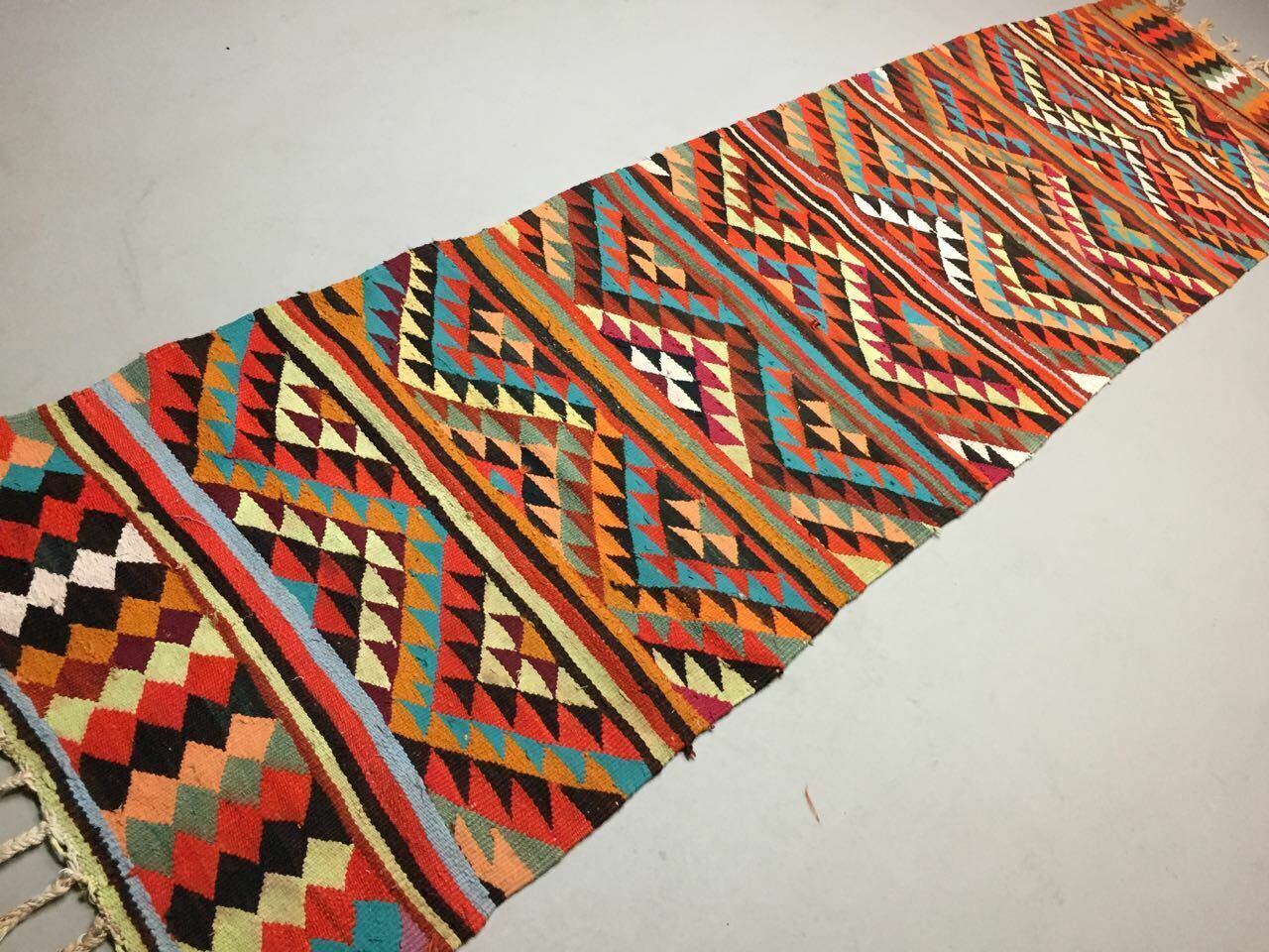 Old turkish narrow kilim runner 320x85 cm