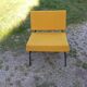 Vintage 50s armchair with black metal base and fabric seats