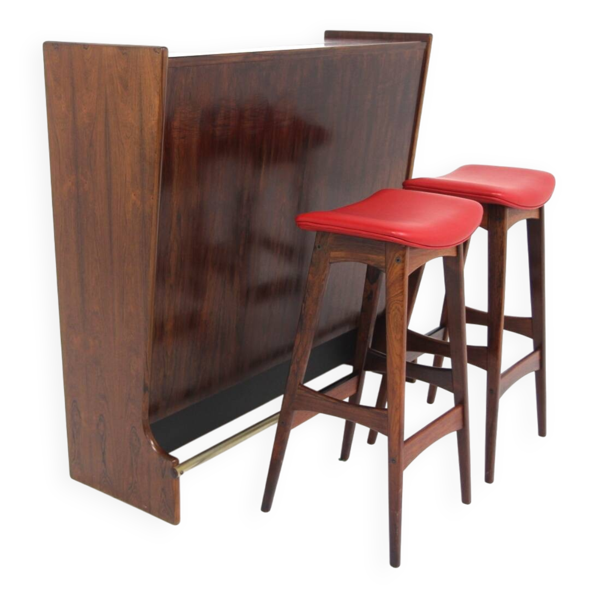 Rosewood bar cabinet "SK 661" and its 2 stools, Johannes Andersen, Denmark, 1960
