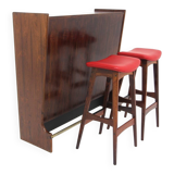 Rosewood bar cabinet "SK 661" and its 2 stools, Johannes Andersen, Denmark, 1960