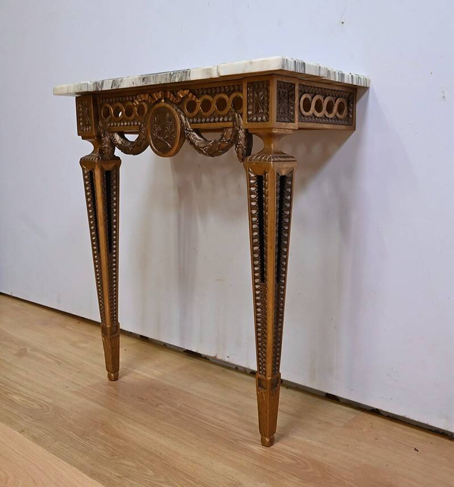 Small Carved Wood Wall Console, Louis XVI style, Napoleon III period – Mid-19th century