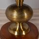 Round table in wood and brass vintage 1960s design luciano frigerio