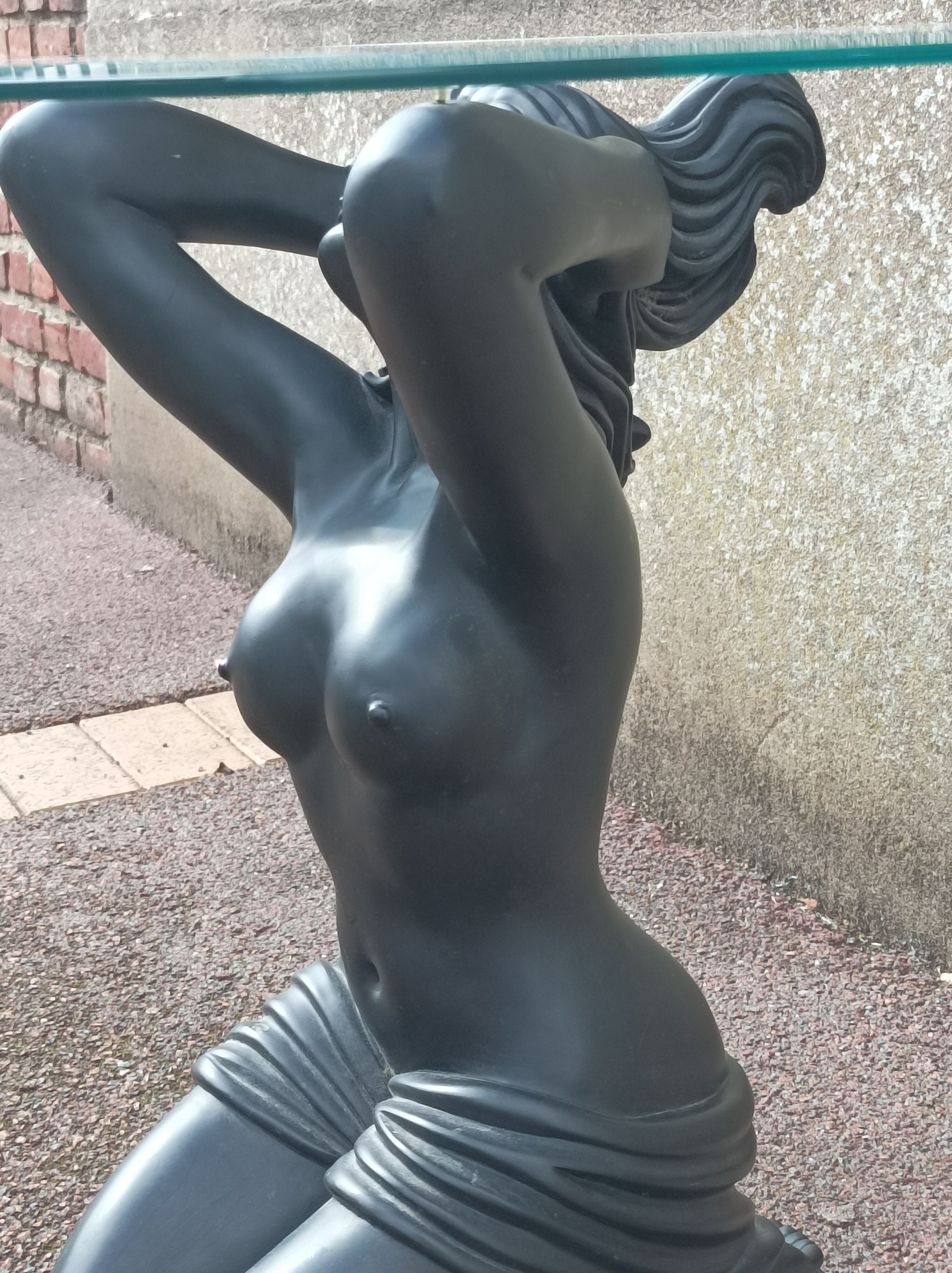 Side coffee table vintage beveled top