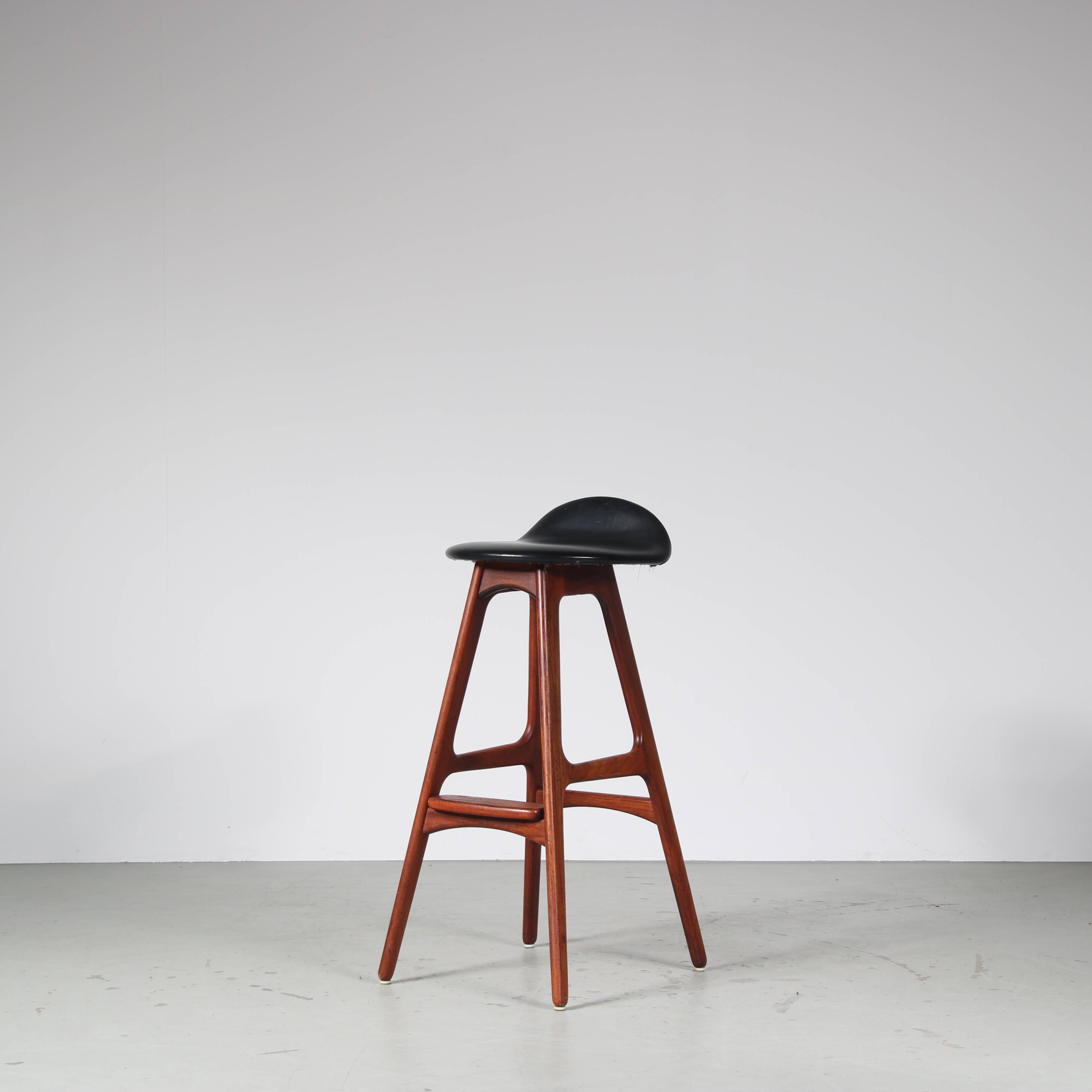 1960s Bar stool by Erik Buch for O.D. Mobler in Denmark