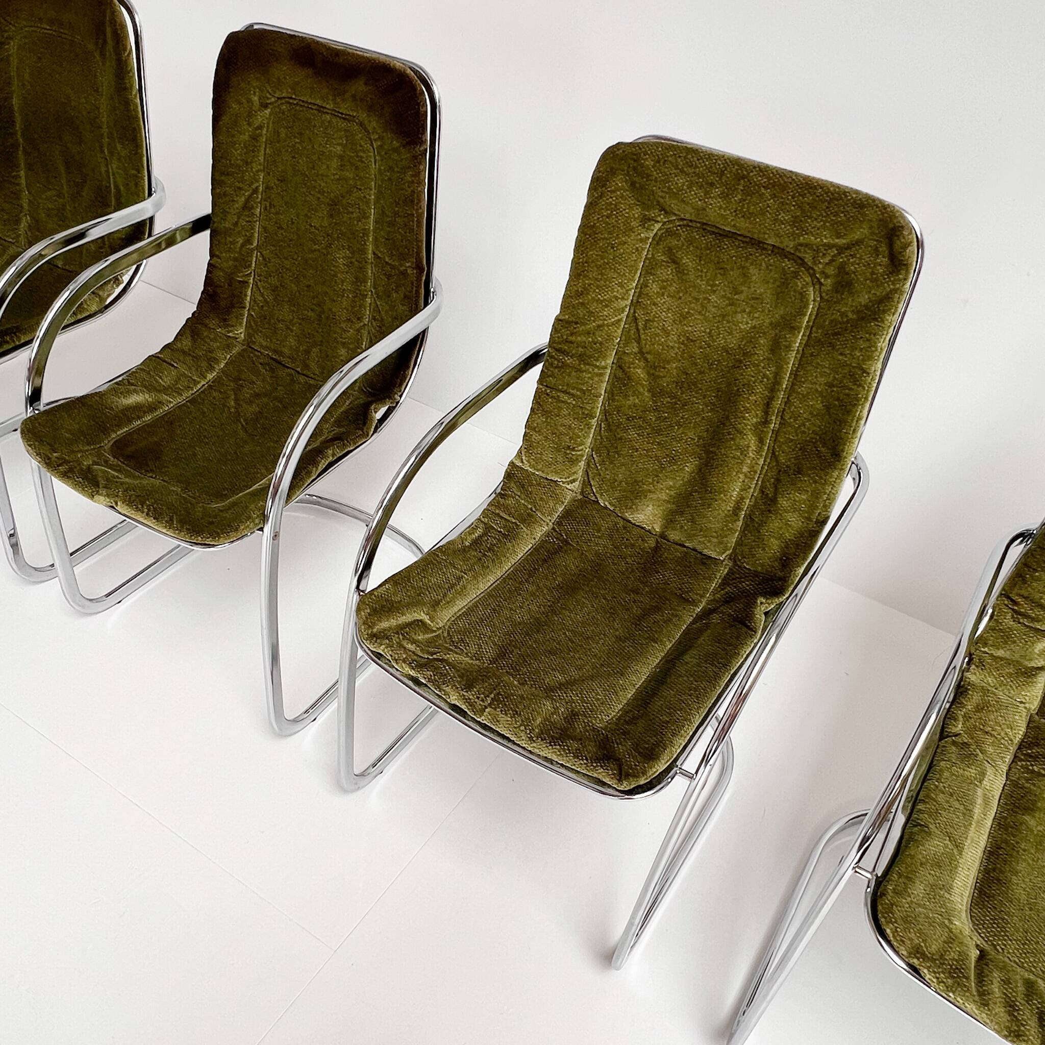 Set of 4 chrome wire chairs by Gastone Rinaldi for Rima, 1960s