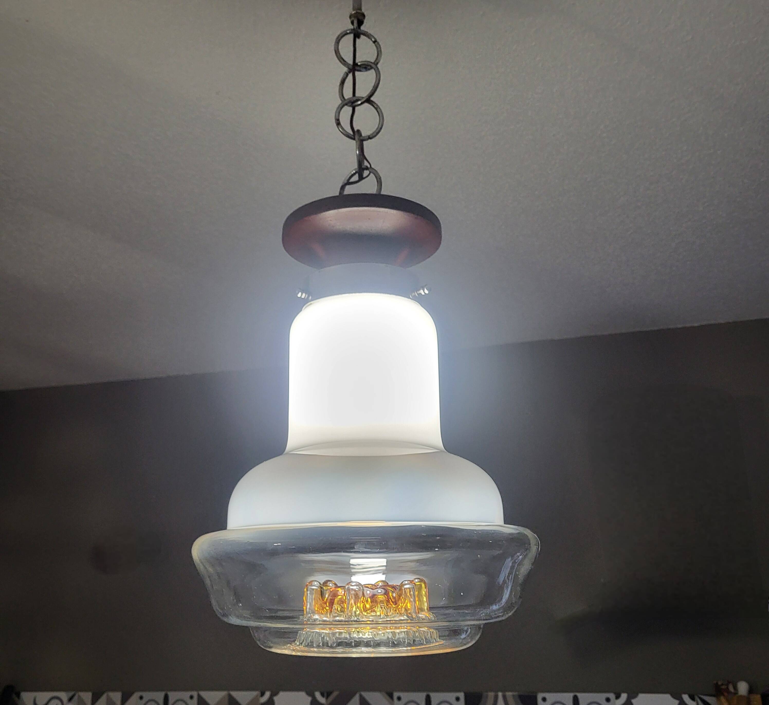 Murano glass mushroom pendant light by Mazzega Italy 1960.70