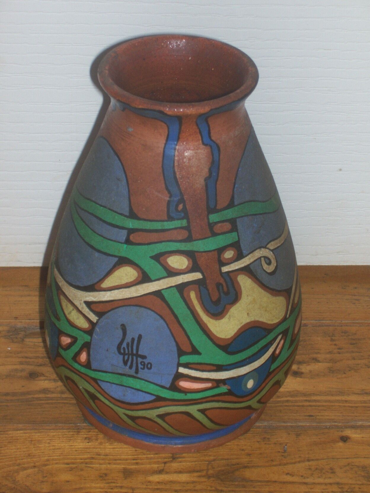 Two Belgium country vases low unique pieces signed