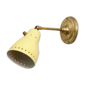 Wall lamp inlaiton and pale yellow lacquered metal