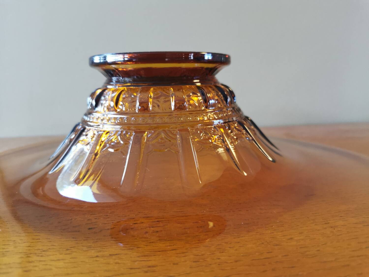 Large Amber Art Deco Glass Bowl