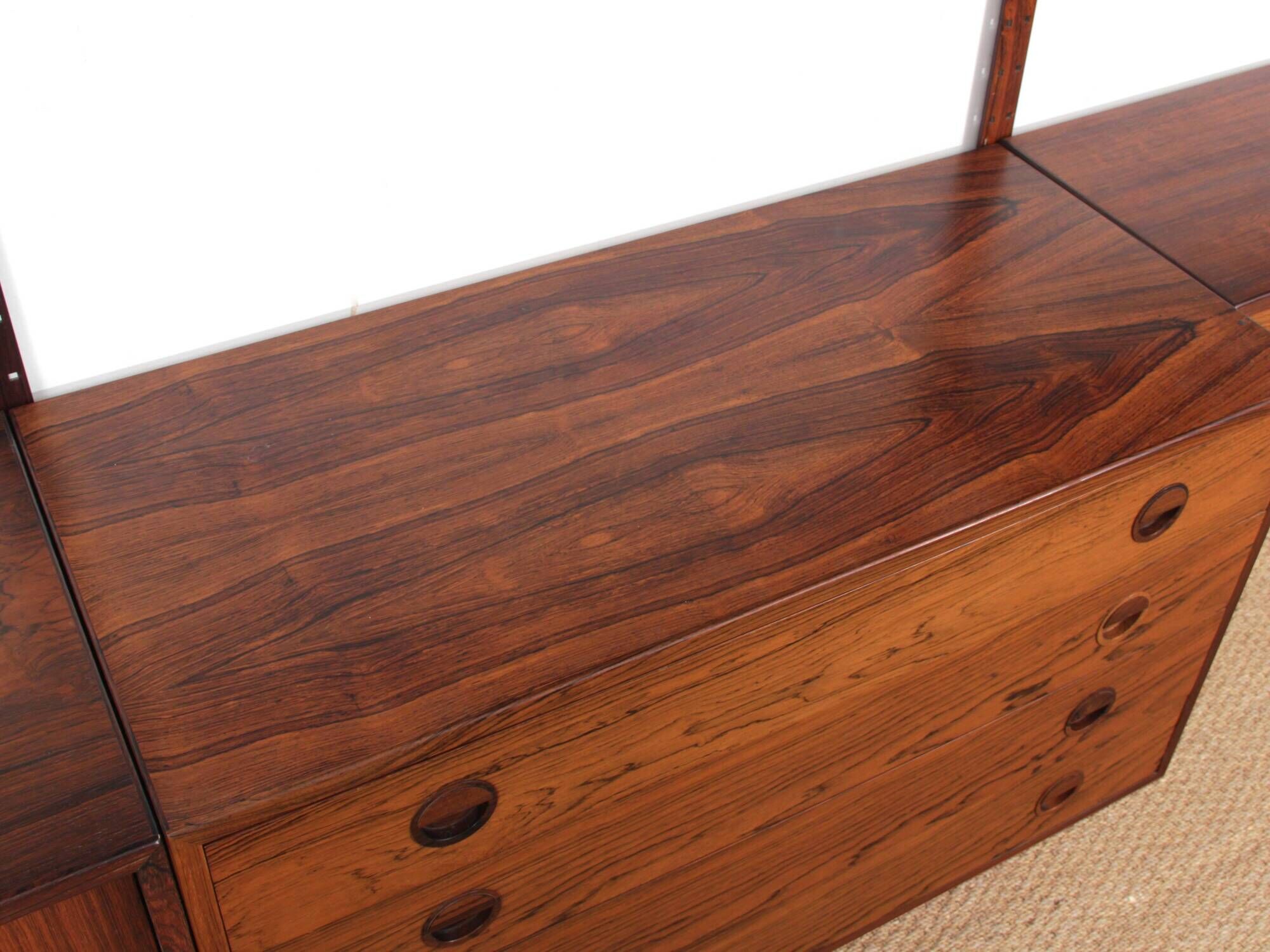 Scandinavian wall system in rosewood by Hansen & Guldborg