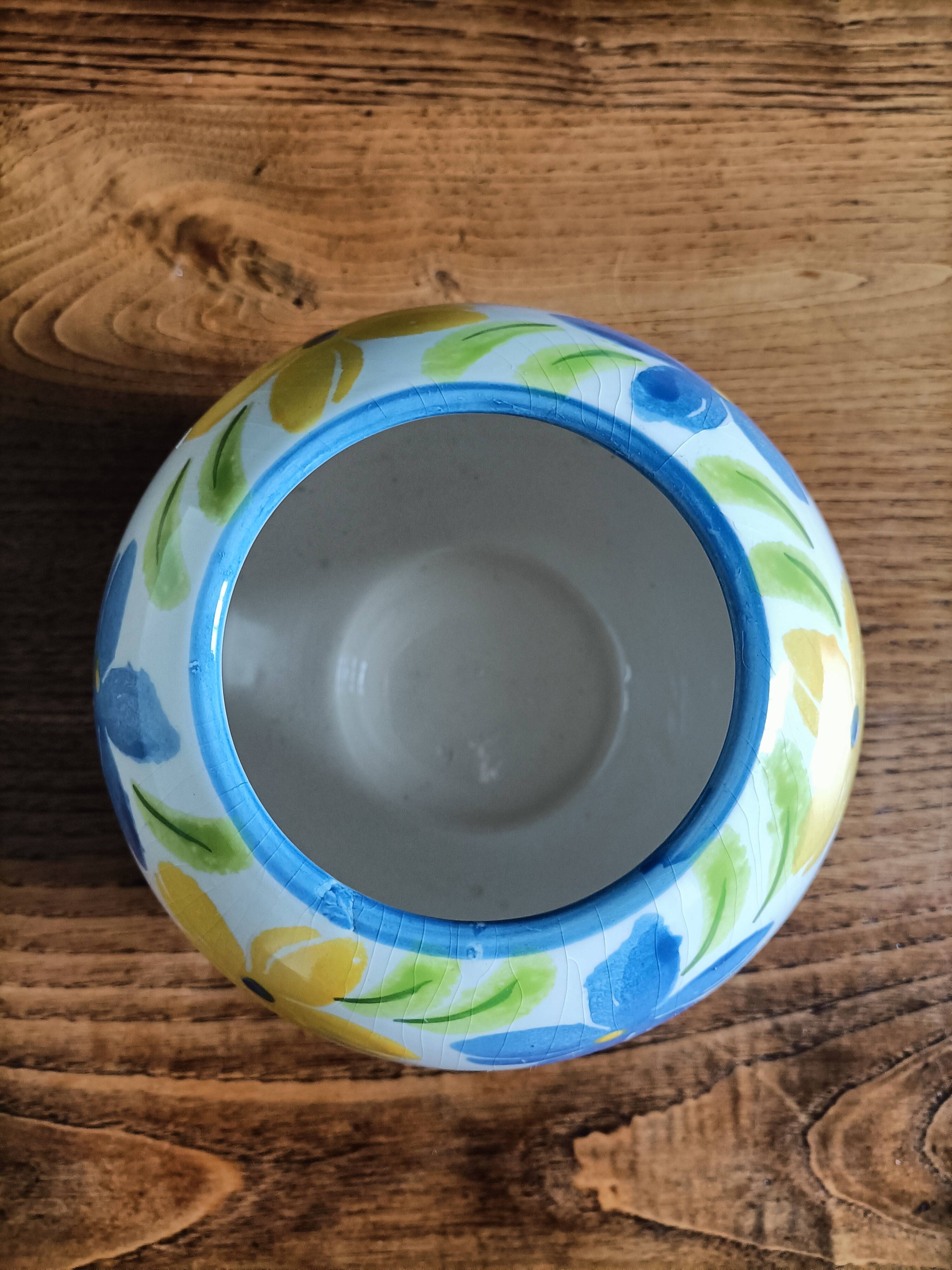 Hand-decorated round flower vase