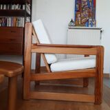 Vintage armchair in solid pine 70s