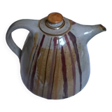 Vintage teapot in glazed stoneware multicolored stripes