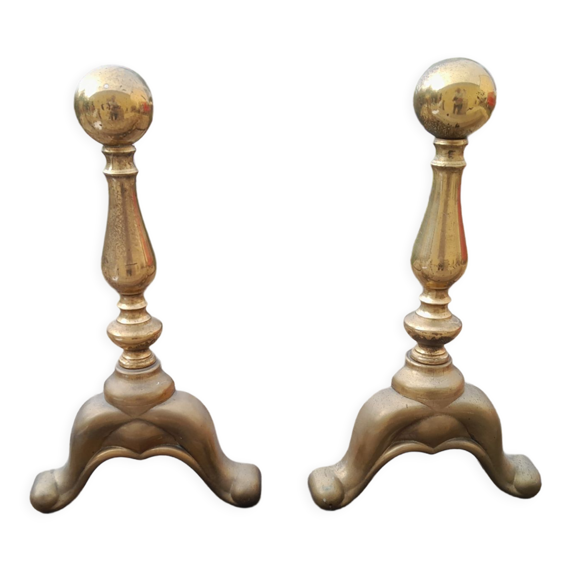 Paire De Chenets Anciens – Fer Forgé, Style Traditionnel, Pour Cheminée, Occasion