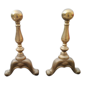 Pair of old brass chenets