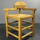 Dutch postmodern brutalist oak corner side chair with rush seat, 1970s