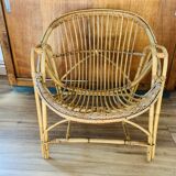 Fauteuil coquille en rotin