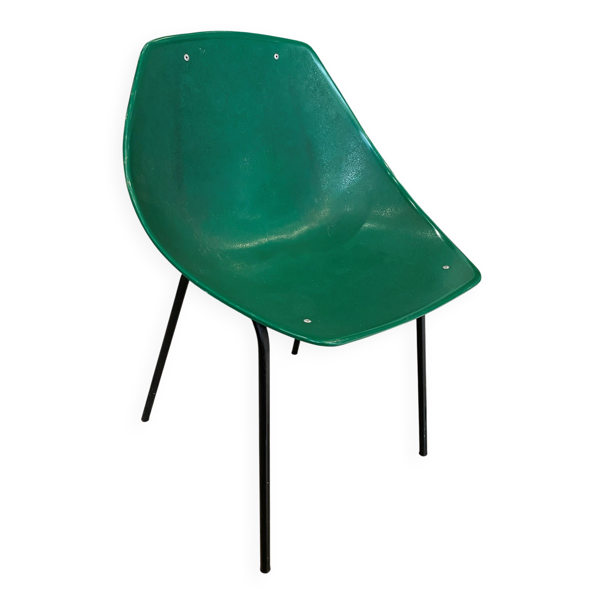 A shell chair by Pierre Guariche for Meurop, green, vintage 1960s