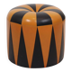Round Vintage Pouf, Orange and Black Faux Leather (Skai), 1960s