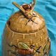 Slush beehive and bee honey pot, enameled ceramic