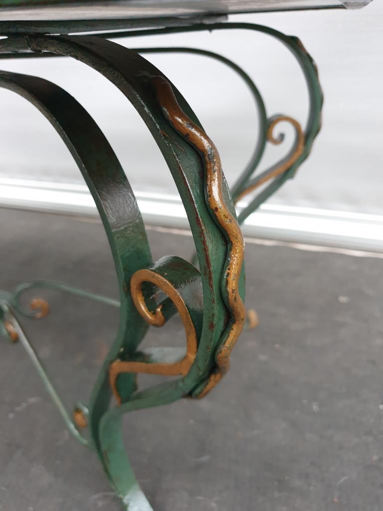 Neo-classical green laqué iron and gold mirror tray 1940