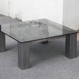 Square coffee table smoked glass Italy 70