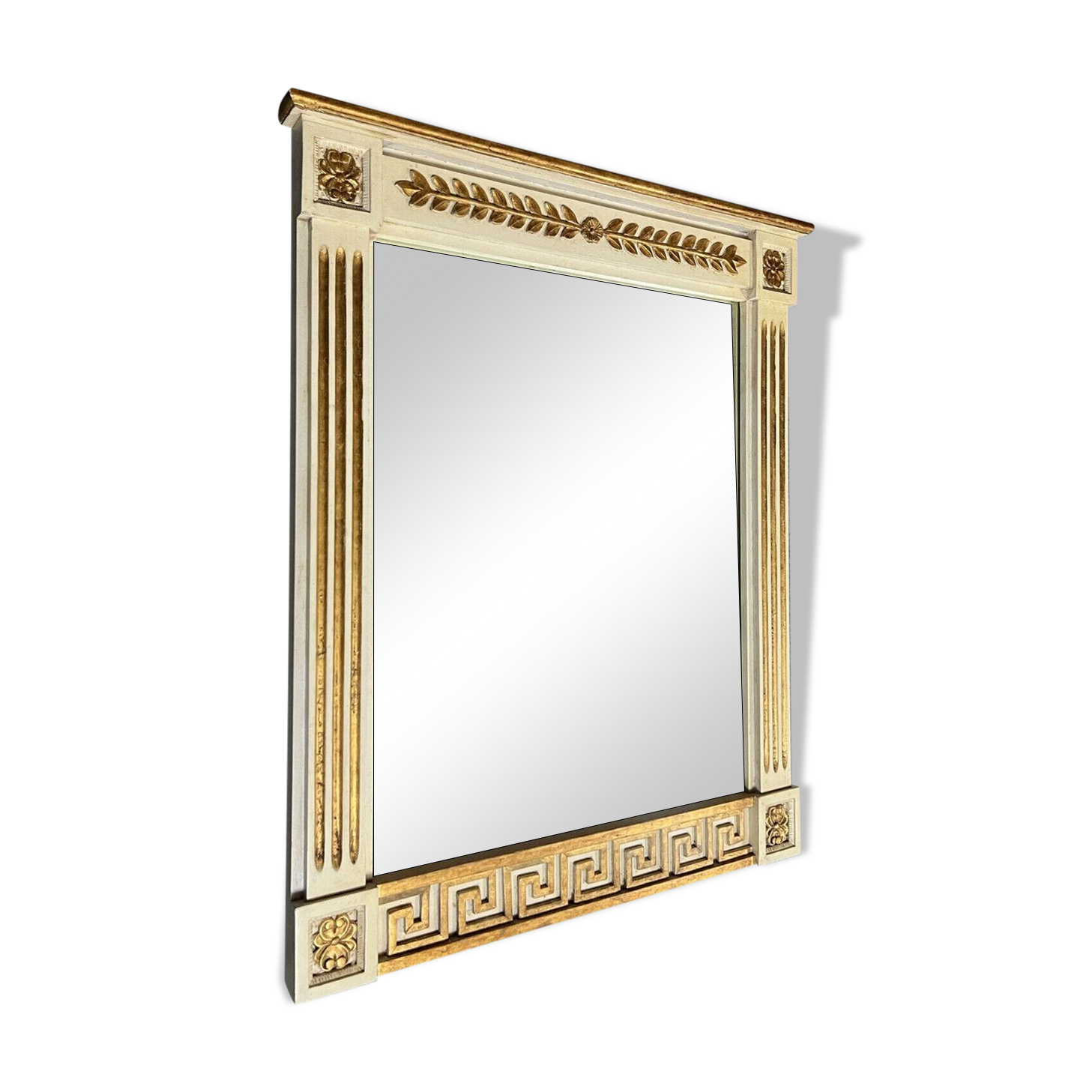 D'après Versace : miroir style Consulat en bois laqué et doré