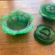 Pair of opaline sweet jars in the shape of a cabbage.