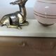 Fawn lamp, doe Art Deco marble white opaline pink and regulates 30/40 years