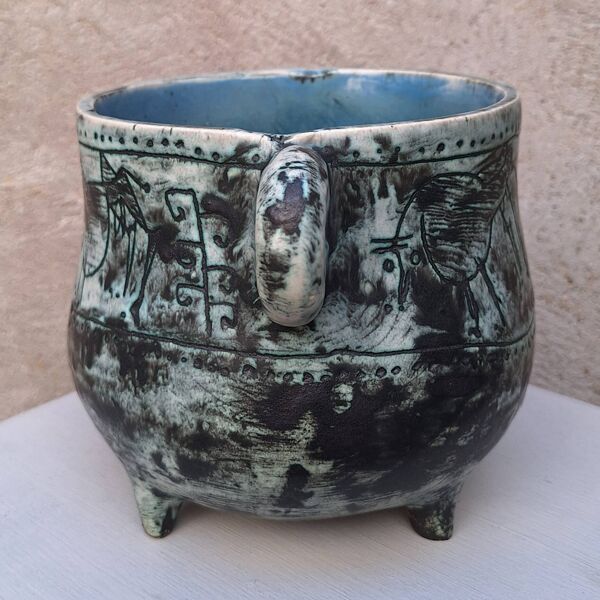 Vase ou chaudron en céramique par Jacques Blin circa 50