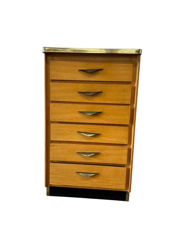Mini commode vintage en bois avec plateau en formica