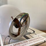 Ceiling light or wall light with white opaline glass globe, 15 cm, aluminium rose.