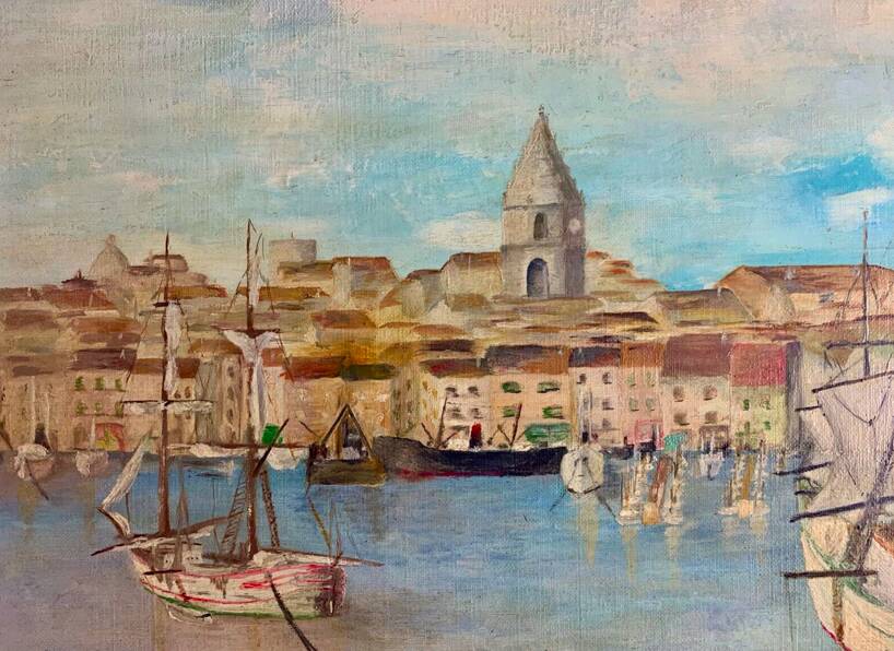 Oil on canvas representing "The old port of Marseille" signed H.CONDORE