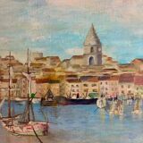 Oil on canvas representing "The old port of Marseille" signed H.CONDORE
