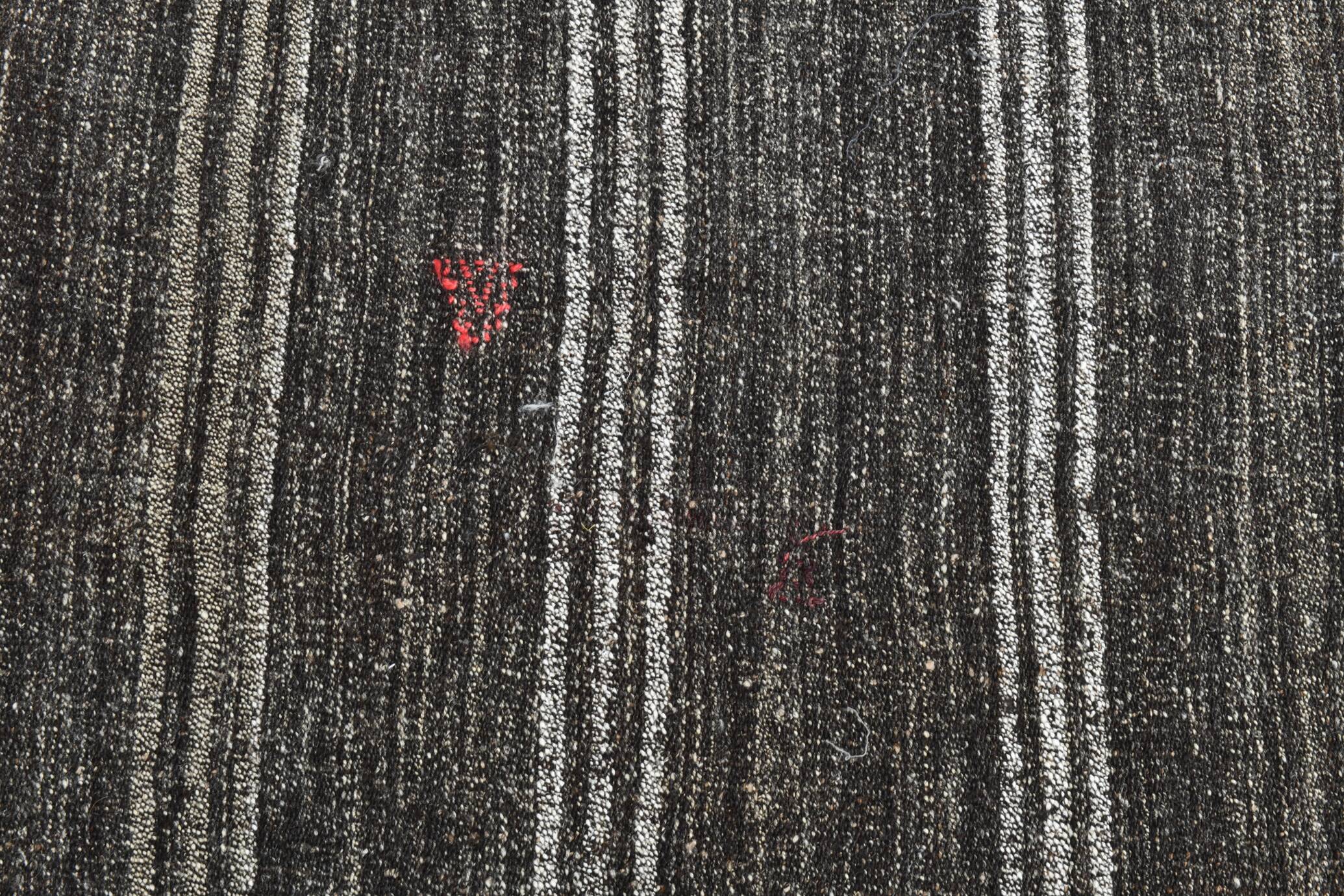 Contemporary Black & Gray Vintage Kilim Rug, 202x244Cm