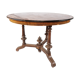 Round dining table of walnut with inlaid wood, 1890s