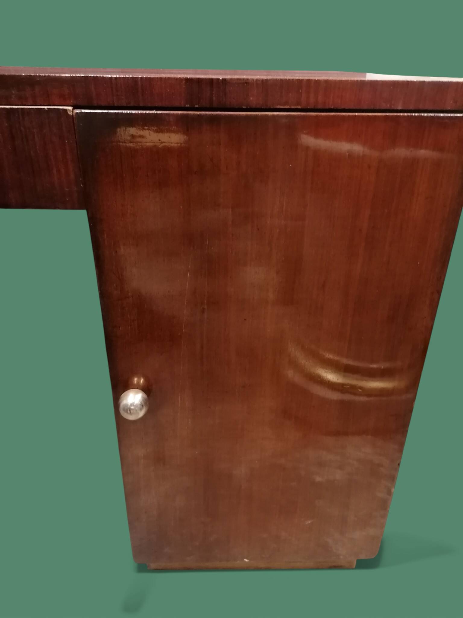 Rectangular veneered wooden desk in Art Deco style. 1930s-1940s.