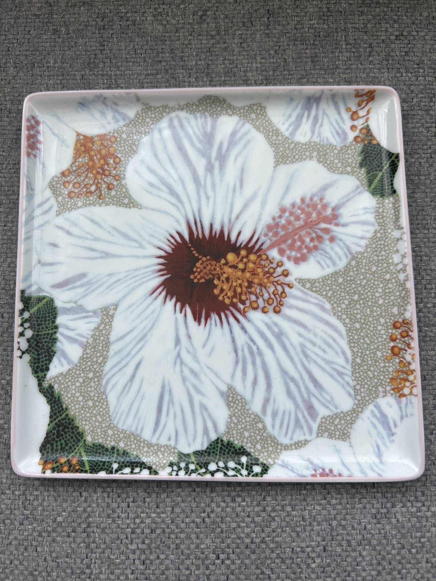 Raynaud Limoges "Exquisite Flowers" Hibiscus Porcelain Dish Tray b