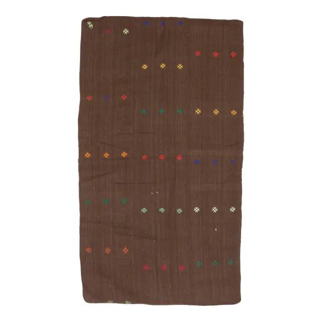 Brown Colorful Vintage Handmade Turkish Kilim Area Rug 94x160