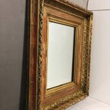 Miroir cadre ancien dit barbizon fin 1800 mouluré bois doré feuilles d'or art