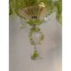 Floral and Green Leaf Milky “Calle” Glass Chandelier