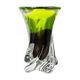 Large Vintage Green Brown Hand Blown Crystal Glass Vase by Joska, Germany, 1970s