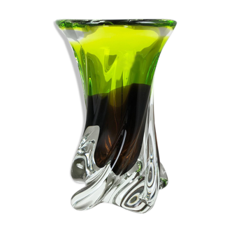 Vase en verre en cristal soufflé à la main par Joska Allemagne années 1970
